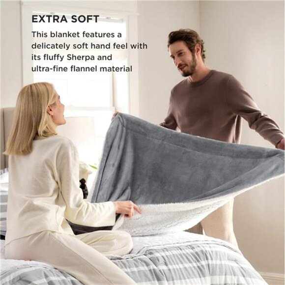 Soft Sherpa Fleece Throw Blanket for Couch - Thick and Warm - Picture 3 of 7